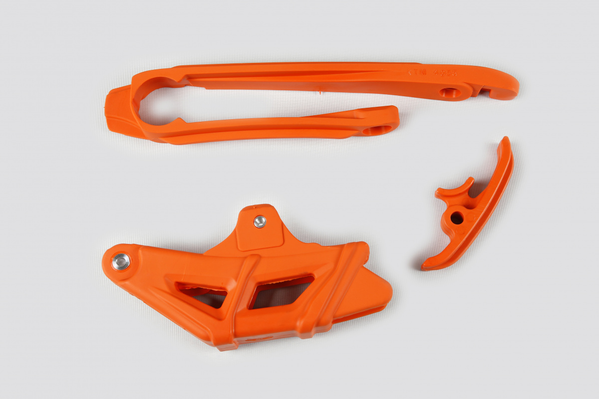 Chain guide+swingarm chain slider - orange 127 - Ktm - REPLICA PLASTICS - KT04036-127 - UFO Plast