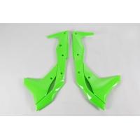 Radiator covers - neon green - Kawasaki - REPLICA PLASTICS - KA04747-AFLU - UFO Plast