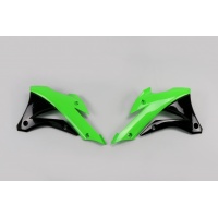 Radiator covers - green-black - Kawasaki - REPLICA PLASTICS - KA04728-999 - UFO Plast