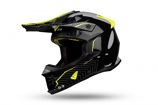 Motocross Intrepid helmet black and neon yellow - PROTECTION - HE155 - UFO Plast