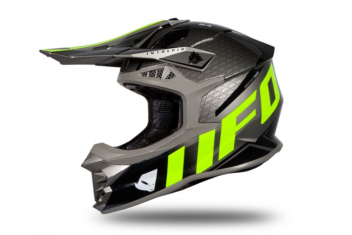 Motocross helmet Intrepid grey and neon yellow glossy - Helmets - HE173 - UFO Plast