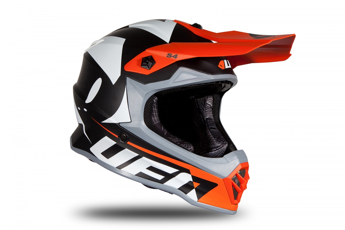 Motocross helmet for kids neon orange and black matt - Helmets - HE192 - UFO Plast