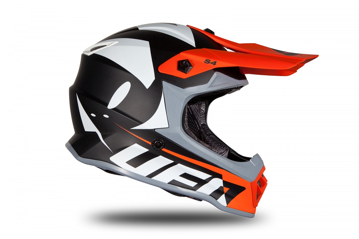 Motocross helmet for kids neon orange and black matt - Helmets - HE192 - UFO Plast