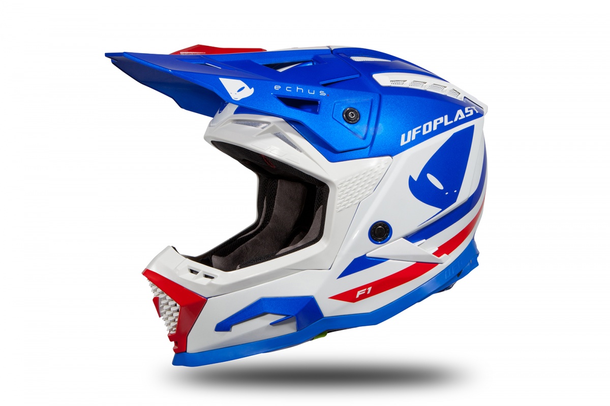 Motocross helmet Echus blue, white and red glossy - Home - HE168 - UFO Plast