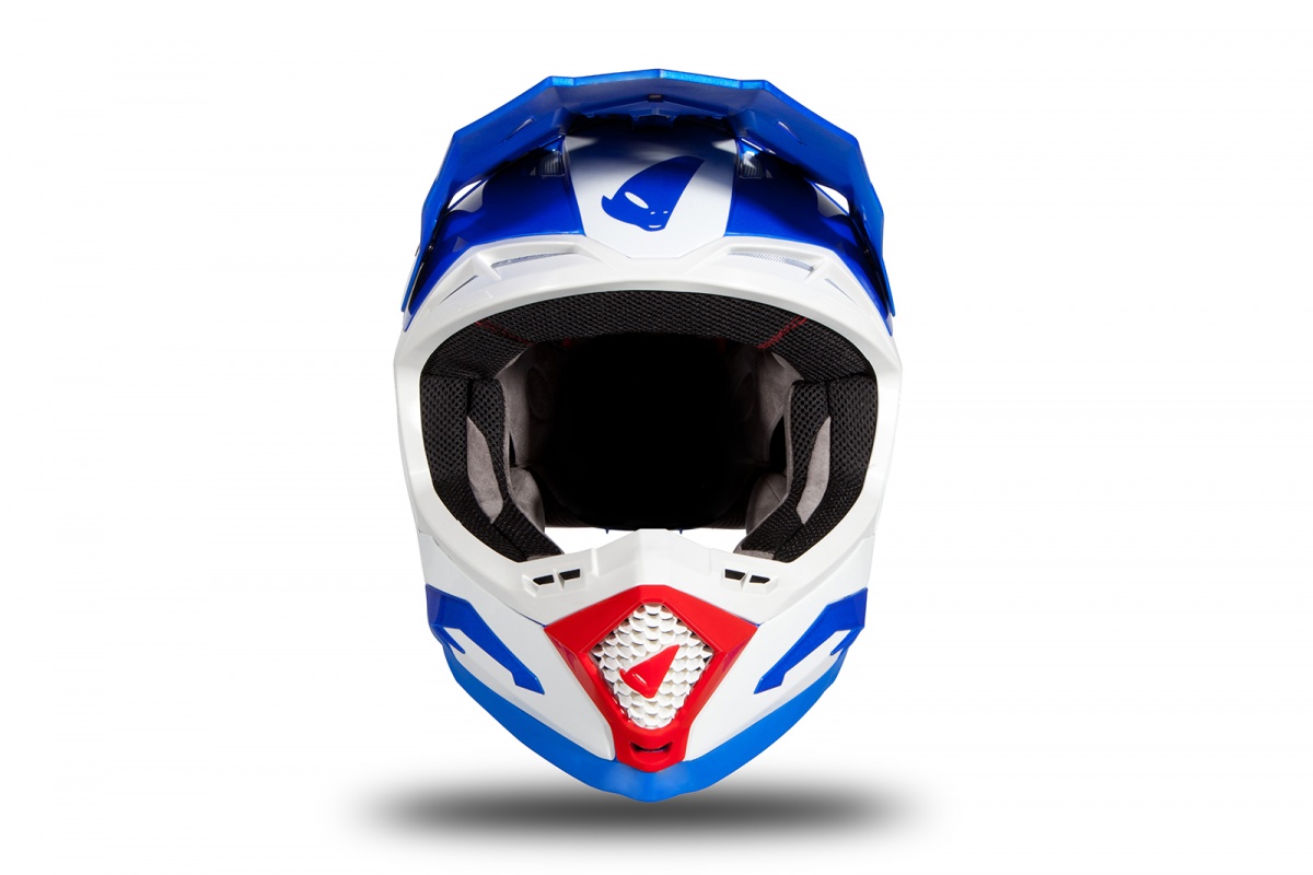 Motocross helmet Echus blue, white and red glossy - Home - HE168 - UFO Plast