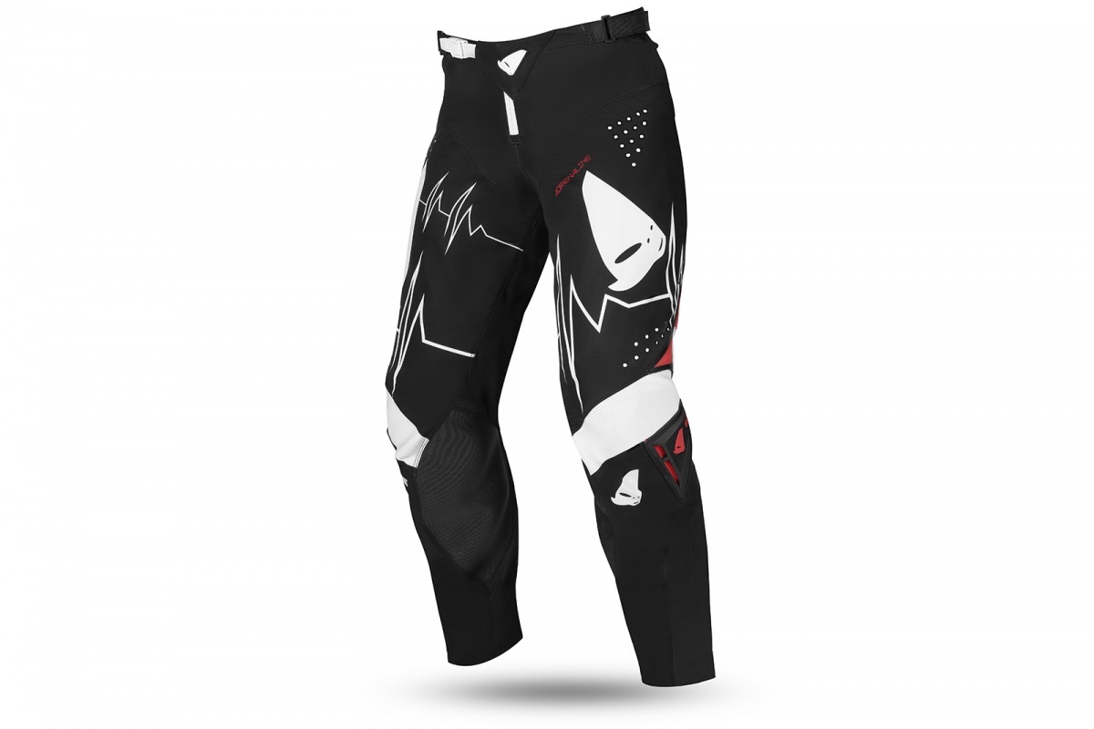 MOTOCROSS SLIM ADRENALINE PANTS BLACK, WHITE AND RED - ADULT - PI04486-K - UFO Plast